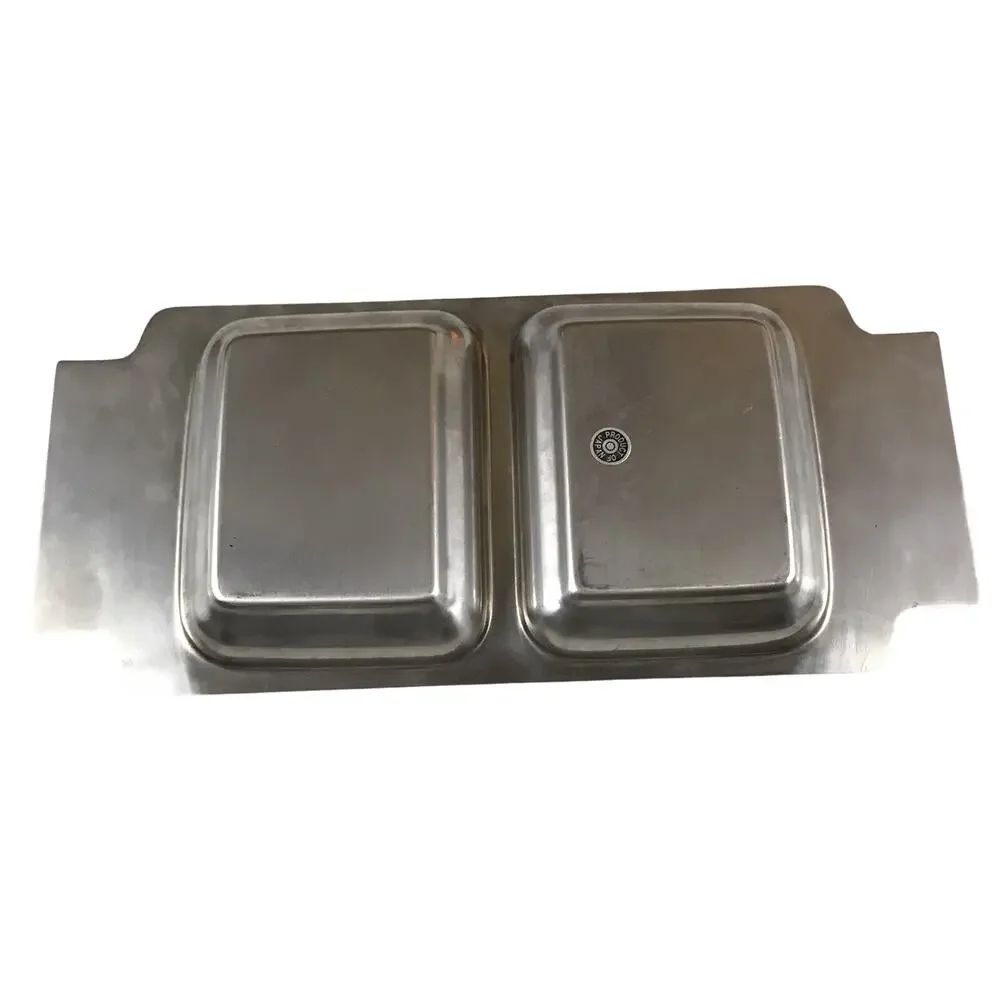 Stainless Steel Tray Japanese Decorator Two Compartment with Floral Handles